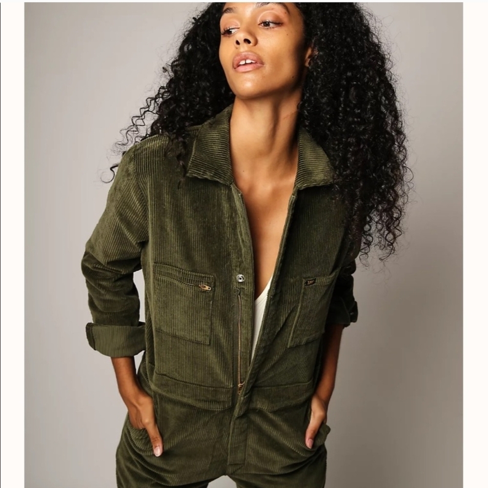 Lee Olive Corduroy Utility Jumpsuite